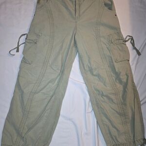 Anthropologie Light Olive Drawstring Capris with Pockets